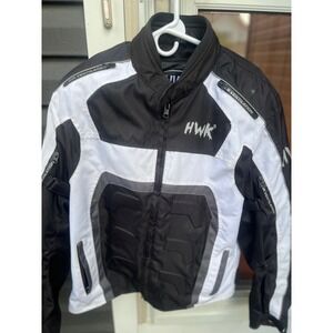 HWK Mens Dualsport Motocross Jacket Black White XL All Weather Riding Gear